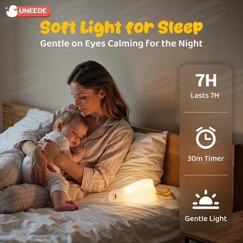 3 Dimmable UNEEDE Lying Flat Duck Lamp, Level Rechargeable Silicone Night Light, Benson Duck Cute Squishy Touch Sensor