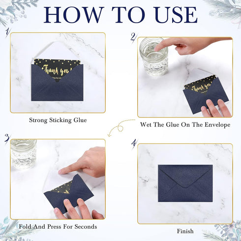 Yahenda 200 Count Mini Gift Card Envelopes, 4 x 2.7 Inch Dark Blue Paper Envelopes for Weddings, Greetings, and