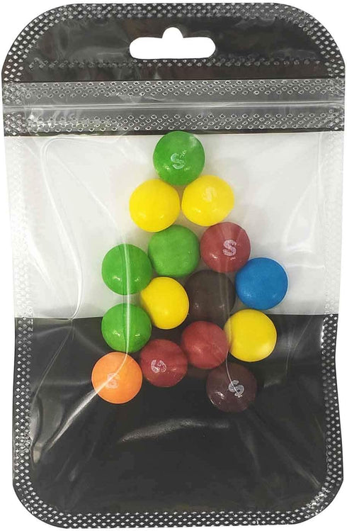 (100, 6.30 inch 9.45 inch) Clear Window Half Black Plastic Resealable Bags with Butterfly Hang Hole for Jewelry