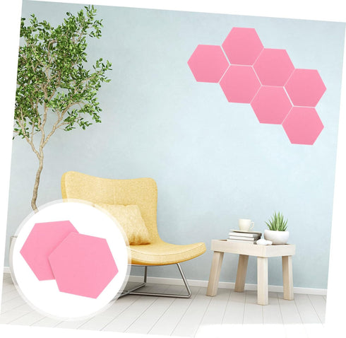 STOBOK 12 Pcs Black Felt Backdrop Wall Sticker with Cork Hexagon Tiles for Self-Adhesive Decorative Memo Board