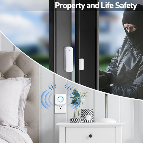 Satisure Wireless Door Chime: 600 FT Range, 58 Chimes, 5 Volume Levels, LED Indicators, Alarm for Home/Office Entry