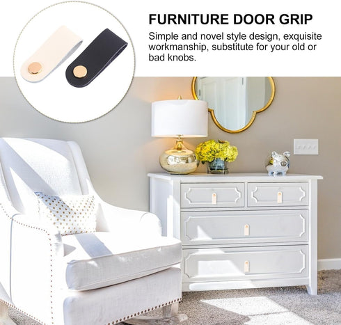 8pcs NOLITOY Leather Grip Drawer Handles with Screws, Cabinet and Shoe Cabinet Pulls, Single Hole Black and White