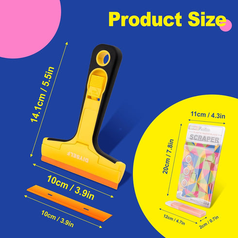 1 Pack 5 DIYSELF-Razor-Blade-Scraper, Razor Blade Scraper, Extra PCS Orange Plastic Blades, Razor Blade Scraper Tool