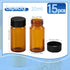 15 PCS 20ML Amber Small Liquid Sample Glass Vials with 24-400 Black Screw Caps for Lab, Essential Oil, Perfume