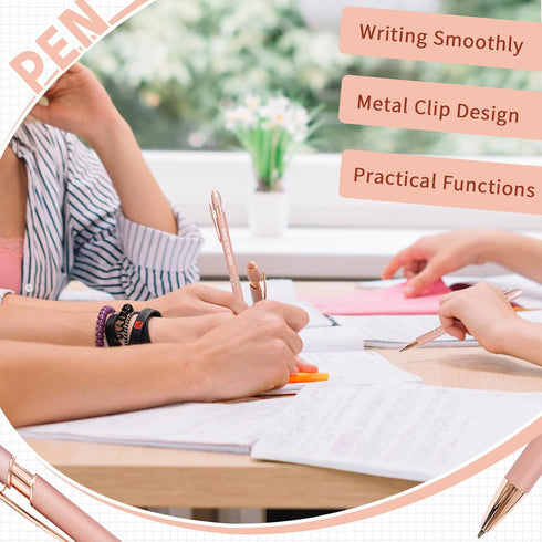 Stylus Pens for Touch Screens, 12 Pack Rose Gold Inspirational Pens, 1.0mm Medium Point BallPoint Pens - 12 Pcs