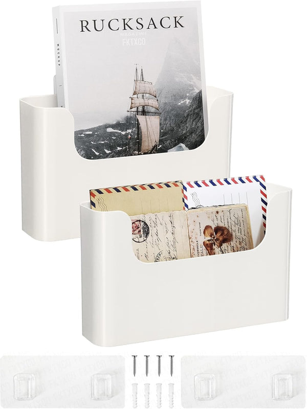 Wall File Organizer Holder, Wall Mount Hanging File Organizer, Office Mail Supplies Storage, 2 Packs