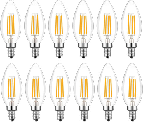 Lamsky E14 European Base Bulb LED Filament Candle Shape Light Bulb,Warm White 2700K