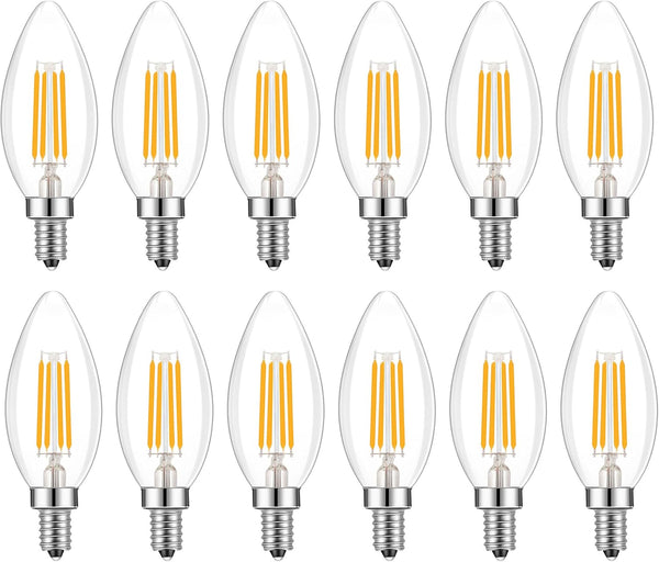 Lamsky E14 European Base Bulb LED Filament Candle Shape Light Bulb,Warm White 2700K