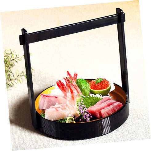 Cabilock Plastic Sushi Serving Tray Handle Sushi Dish for Parties and Gatherings Easy to Clean Food Display Plate