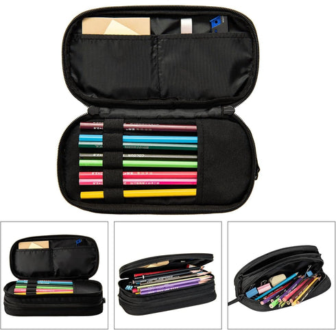 YETTA YANG Retro Patriotic American Flag Deer Pencil Box Case, Large Capacity for Office Supplies