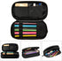 YETTA YANG Retro Patriotic American Flag Deer Pencil Box Case, Large Capacity for Office Supplies