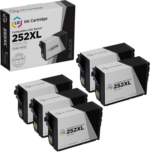 LD Remanufactured Ink Cartridge Replacement - Epson 252XL T252XL120 High Yield (Black, 5-Pack)
