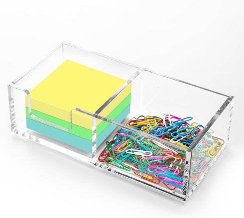 Sticky Note Holder, 2in1 Clear Acrylic Memo Holder for Desk Organization, Post Pop Note Dispenser for 3x3 Note Pad