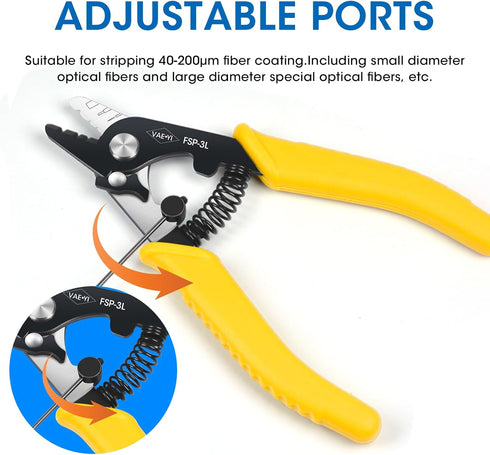 Fiber Stripper, 6 Cable Stripper with Safe Lock and Anti-Slip Handle, High-carbon Steel Fiber Optic Tool