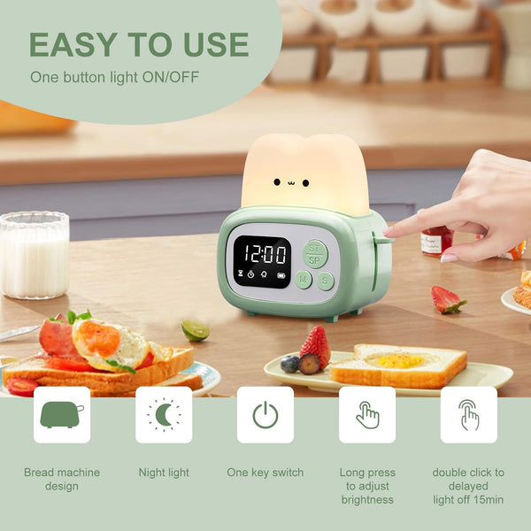 QANYI Small Timer Clock Toaster Lamp, Cute Night Light with Time Management Tool for Kids