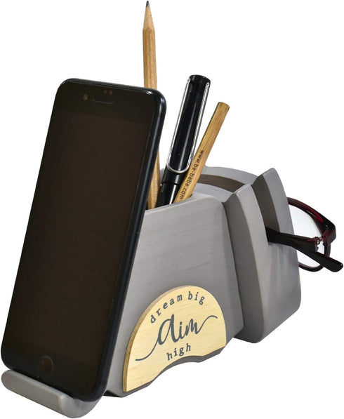 I'm Wood Multipurpose Eyeglass Phone Pen & Pencil Holder, Stationery Desk Organizer for Home Office Decor, "Dream Big