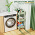 LEHOM 3 Tier Rolling Storage Cart - Metal Trolley Utility Cart with Wheels & Hooks for Bathroom Kitchen Office Bedroom