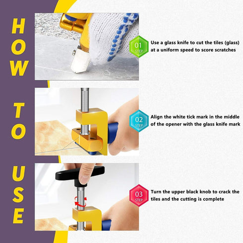 Canitu 2 in 1 Manual Tile Glass Cutter Tool Kit with 3-15 mm Tungsten Steel Blades for DIY Cutting