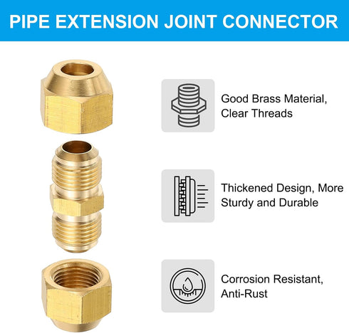 PATIKIL Pipe Extension Joint Connector Set: 4Pcs Free Welding AC Copper Pipe Coupling Adapter Fittings for Refrigeration