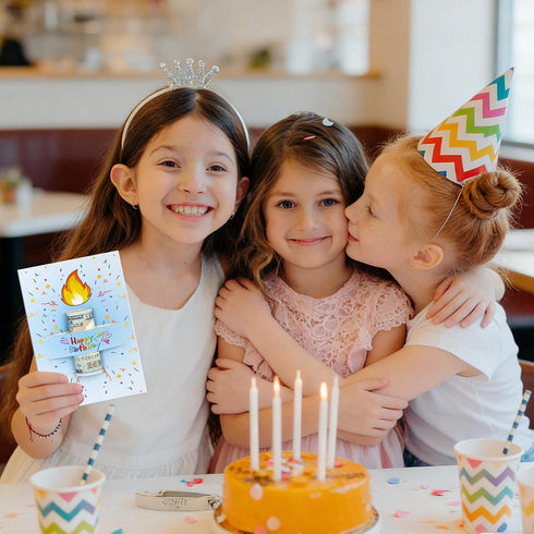Unique Gold Foil Candle Birthday Card, DIY Assemble Money Holder Greeting Card with Envelope, Fun Handmade Craft Card