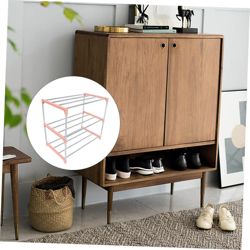 1pc Happyyami Stainless Steel Shoe Shelf Household Shoe Rack Storage Holder Bench