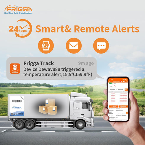 Frigga Smart Tag Near-Real-Time Temperature Logger, Single Use Smart App Control for Pharmacy Cold Chain