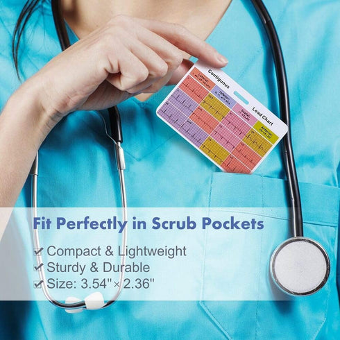 EKG Badge Card Nursing Reference Interpretation ECG Ruler Measurement Cardiac, Cheat Sheet Nurse Accessories