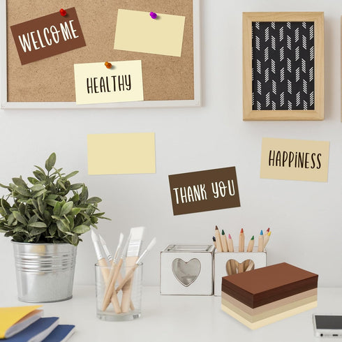 Whaline 300 Sheets Brown Blank Index Cards - 3 x 5 Inch Heavy Card Stock Note Cards, Assorted Gradient Brown Colors