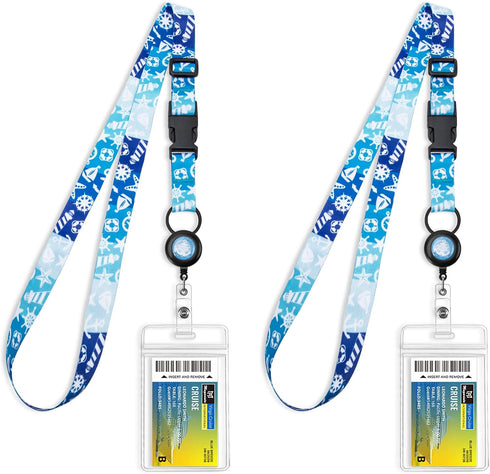 MNGARISTA Retractable Cruise Lanyard for Ship Cards, Waterproof ID Holder Lanyards, 2 Pack, Sea Star