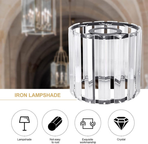 Drum Lampshades Crystal Lamp Shade Clear Glass Shade Cylinder Shaped Replacement Modern Ceiling Light Cover for Pendant