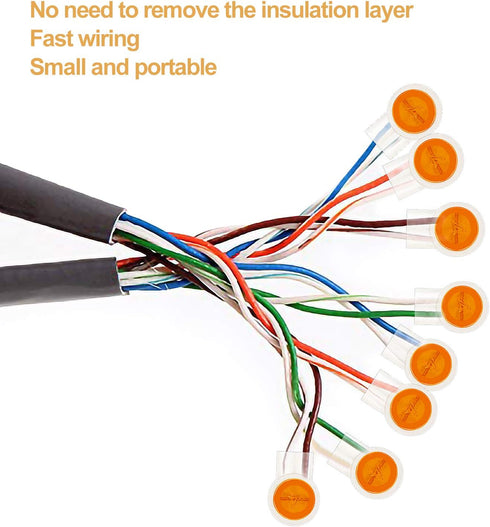 200 Pack UY Wire Connector, Waterproof Clear Button Telephone Wire Connectors, UY Butt Splice Connector Network Cable