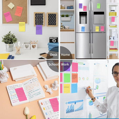 Lined Sticky Notes, 4x6, 8 Pads, Large Sticky Notes with Lines, 8 Bright Colours, Perfect for Office Home School Desk