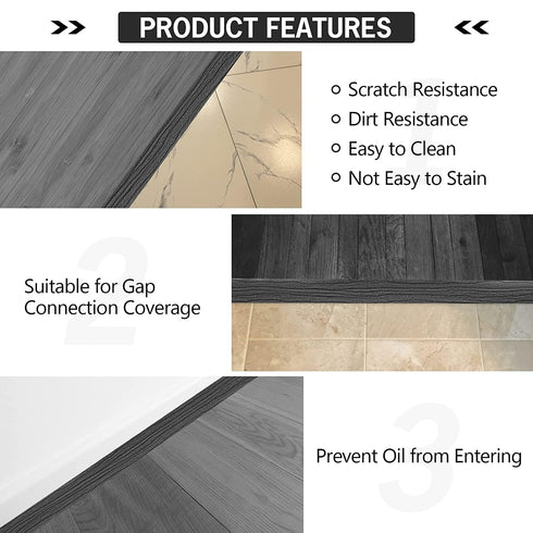 5Ft Floor Transition Strip, Self Adhesive Vinyl Cover for Laminate Floor Gaps, Gray