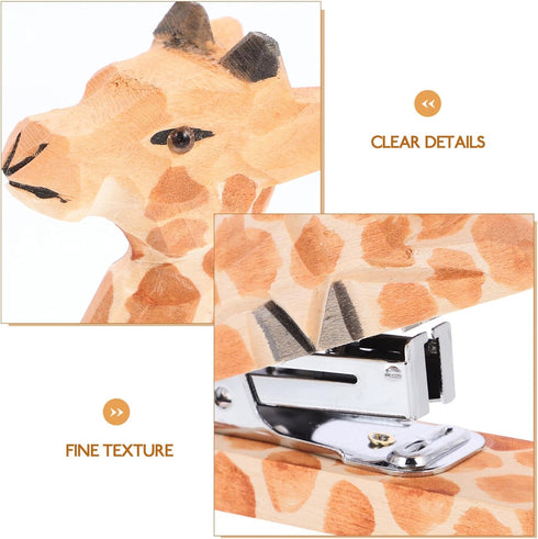 SEWACC Animal Stapler, Giraffe Desktop Stitcher, Wooden Portable Hand Held Stapler for School Office