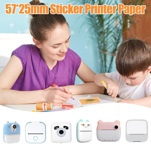 Jeqqinuz 12 5725mm T02/M02 Rolls Mini Printer Sticker Paper, Self-Adhesive Thermal Sticker Paper Compatible with Mini