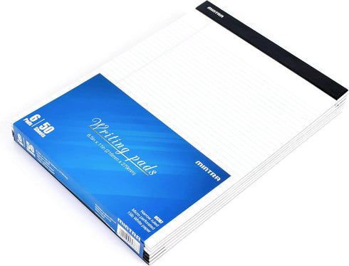 Mintra Office Legal Pads - ((BASIC WHITE 6pk, 8.5in x 11in, NARROW RULED)) - 50 Sheets per Notepad, Micro perforated Writing Pad, Notebook Paper for School, College, Office, Business by Mintra Office