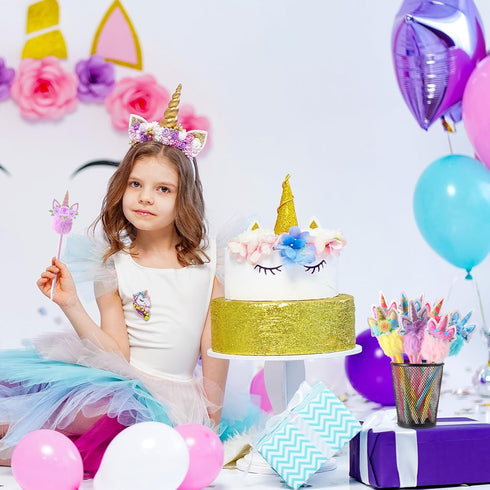 Cholemy 24 Pieces Unicorn Party Favor Pens - Bulk Unicorn Fluffy Fuzzy Pens for Classroom School Office