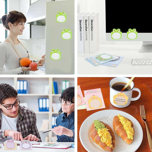 Frog Sticky Notes, Kawaii Frogs Sets, Aesthetic Cute Mini Animal Self-Stick Notes Pads for Frog Lovers