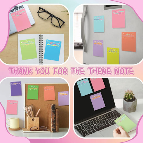 Teling 24 Pcs Inspirational Sticky Notes, 3 x 4 Inch, Rainbow Appreciation Memo Pads for Women
