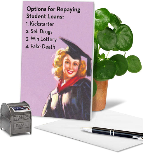 NobleWorks - Funny Retro Graduation Card - Congratulations Notecard for Graduate, School, College Grad Humor