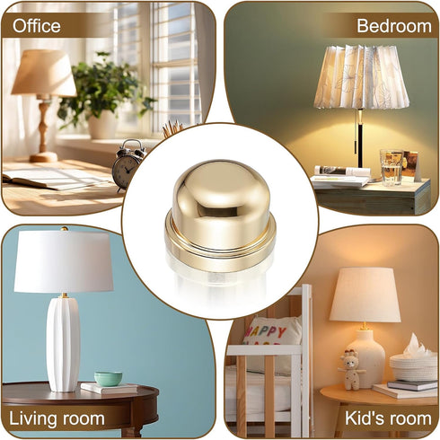 FdcZeyxior 1/4-27 2 1/2 Inch Lamp Finials Caps, Pcs Lamp Finial Tapped Metal Decorative Knob Caps, Tall Gold Finish