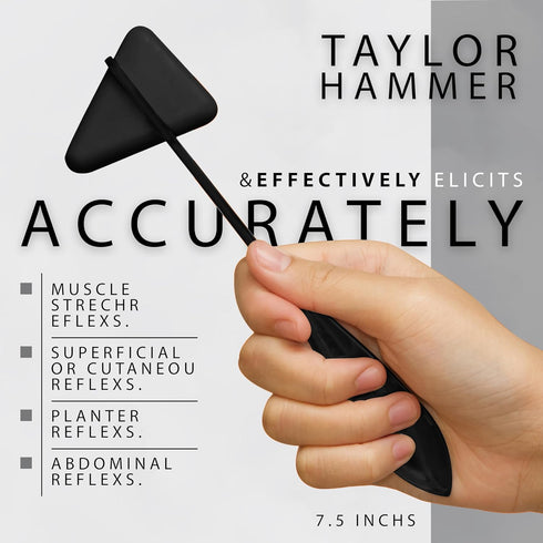 ASA TECHMED Premium 7 Piece Tactical Black Diagnostic Kit - Taylor Hammer, Measuring Tape, Tuning Forks, and More