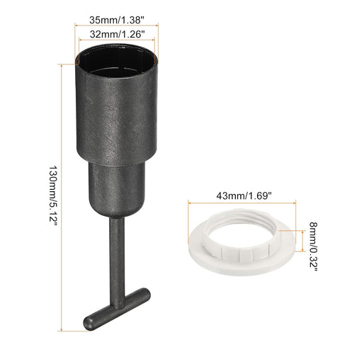 MECCANIXITY E14 Socket Ring Removal Tool T Type with Lamp Shade Socket Rings for Medium Base, Light Replacing Accessories, White Pack of 5