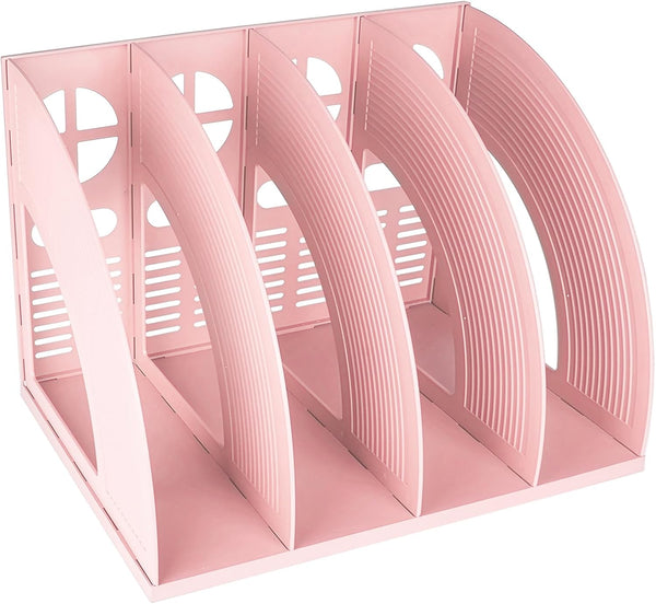 SAYEEC Sturdy Magazine Holder, 4 Compartments Plastic Desktop File Organizer for Office Storage