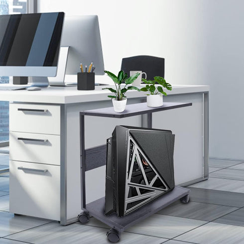 Ageanbri 2-Tier 20kg/44lbs Computer Carts & Machine Stands Rolling Computer Stand Each Layer Max Load-Bearing PC Stand