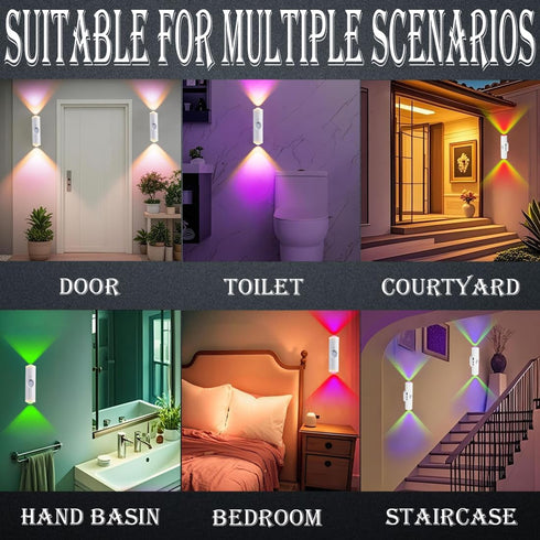 Light,7-Color 2 Portable Wall Mounted Night Light,USB Rechargeable Magnetic LED Wall Lamp,Motion Sensor Night