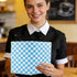Server Book for Waitresses, Leather with Zipper Pocket, Retro Checkerboard Design Guest Check Holder Organizer