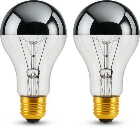 OHLECTRIC A21 Half Chrome Light Bulb 100W with E26 Base and 1025