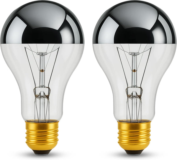 OHLECTRIC A21 Half Chrome Light Bulb 100W with E26 Base and 1025