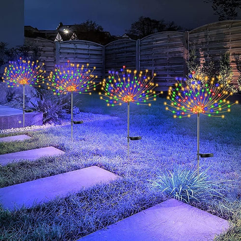 4 PCS Solar Firework Light, Outdoor Solar Garden Decorative Lights 120 LED